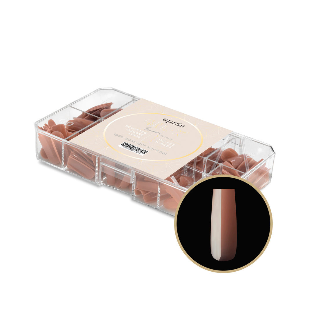 Neutrals Gel-X® Imani Sculpted Square Long Box of Tips - 11 Sizes (150pcs)