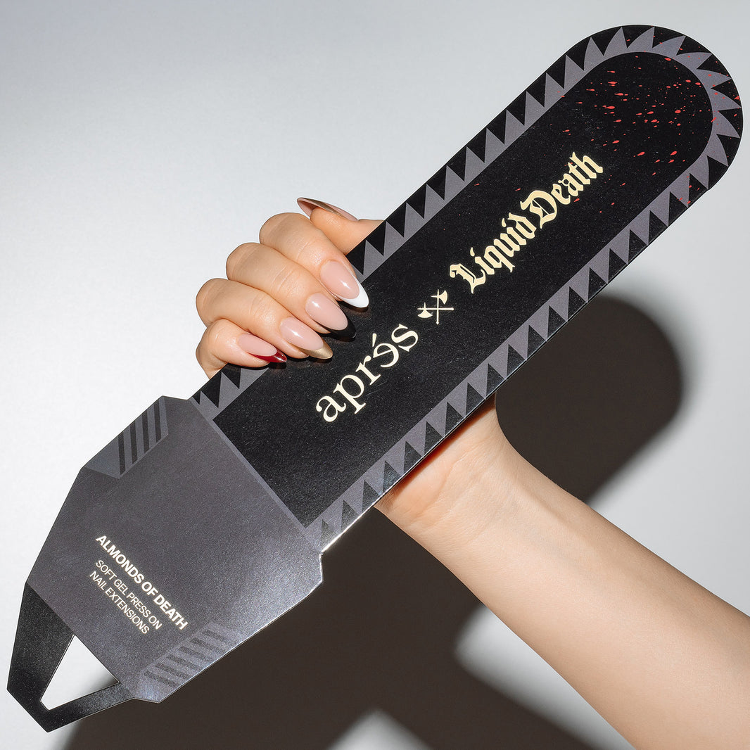 Aprés x Liquid Death Press-On Nail - "Almonds of Death"